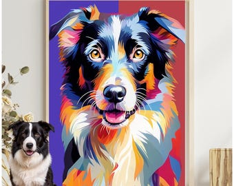 Custom WPAP Pop Art Pet Portrait: Colorful Dog Painting Wall Decor, Personalized Portrait From Photo, Rainbow Dog Memorial Gift, 96 Styles