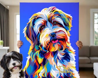 Individuell gestaltete, farbenfrohe Hunde-Leinwandporträts, personalisierte Haustierporträts nach Foto, lebendige Pop-Art-Hundebilder, individuelle Erinnerungsgeschenke für Hunde, 96 Designs