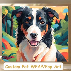 Custom Personalized Colorful Pet Pop Art Portrait, Custom WPAP Dog Portrait, Pop Art From Photo, Custom Pet Portraits Using Pet Photo Print