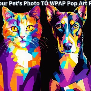 Custom Pet Portrait from Photo, Personalized Dog Portrait, Pop Art Modern Poster, Dog Memorial Gift Unique Pet Canvas Print, WPAP Wall Art