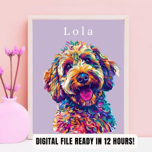 Custom Pop Art Portrait Colorful Pet Watercolor Portrait Print from Photo Pop Art Painting Popart Dog Wall Art Personalized Pet Gift Poster