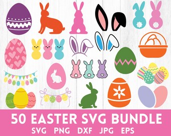 イースターSVGバンドル、ウサギと卵のデザイン（デジタルダウンロード）、イースターバニーシェイプSVG、ウサギSVG、ウサギクリップアート、春SVG、クリカット＆シルエット