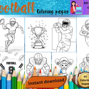 football coloring pages,football coloring book,kids printable coloring pages,digital download bundle,sports activity for kids,digital pdf