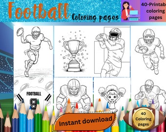 サッカーのぬり絵、サッカーのぬり絵、子供向けの印刷可能なぬり絵、デジタルダウンロードバンドル、子供向けスポーツアクティビティ、デジタルPDF