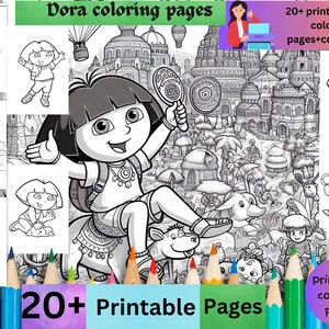 Dora Coloring Pages, dora coloring book, dora coloring sheets,digital download bundle, instant download,coloring pages for girls