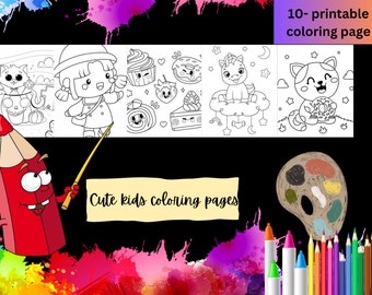 Schattige kinderen afdrukbare kleurplaten, kleurplaten voor kinderen, afdrukbare kleurplaten, oefentekeningen, afdrukbare kleurplaten, instant download