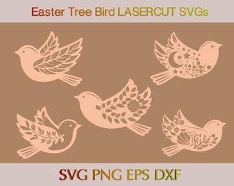 Easter birds lasercut,3D Hanging Birds Ornament SVG Bundle, Wooden Interlocking Bird, Floral Bird Decor, Laser Cut File, Xtool, Glowforge