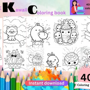 Kawaii Coloring Pages,cozy  coloring pages,Cute cozy summer Coloring Book,kids summer activities,Digital Download pdf,instant download