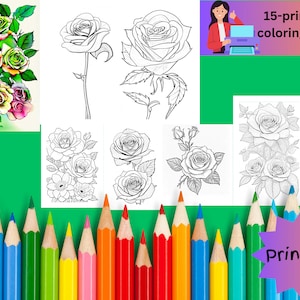 botanical Flowers coloring pages,printable coloring sheets,kids printable coloring pages,digital download bundle,Instant download