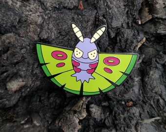 Alfiler de mariposa de esmalte Pokemon Dustox. 35*24 milímetros.