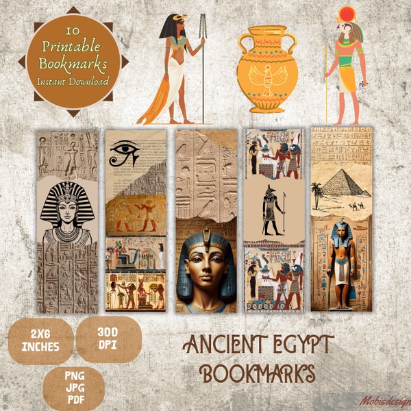 Ancient Egypt Bookmarks | ancient bookmarks | Digital Download | JPG Bookmark | PNG Bookmark | égypte art| Bookmark Set | Booklovers gift