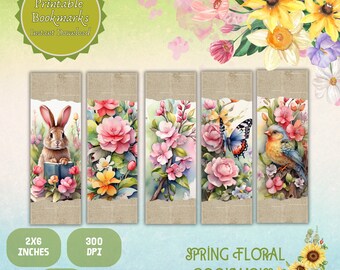 Spring Floral Bookmarks |flower bookmark| Digital Download | JPG Bookmark | PNG Bookmark |junkjournaling| Bookmark Set | Booklovers gift