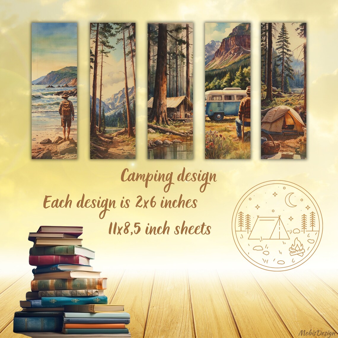 10 Camping Bookmarks Rustic Bookmark Nature Bookmark Digital Download ...