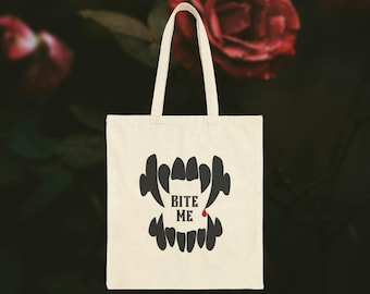 Bite Me Cotton Canvas Tote Bag, Book Club Merch, Gift for Wife, Book Lover Gift, Reader, Romantasy, Adult Humor, Spice Smut Book Lover