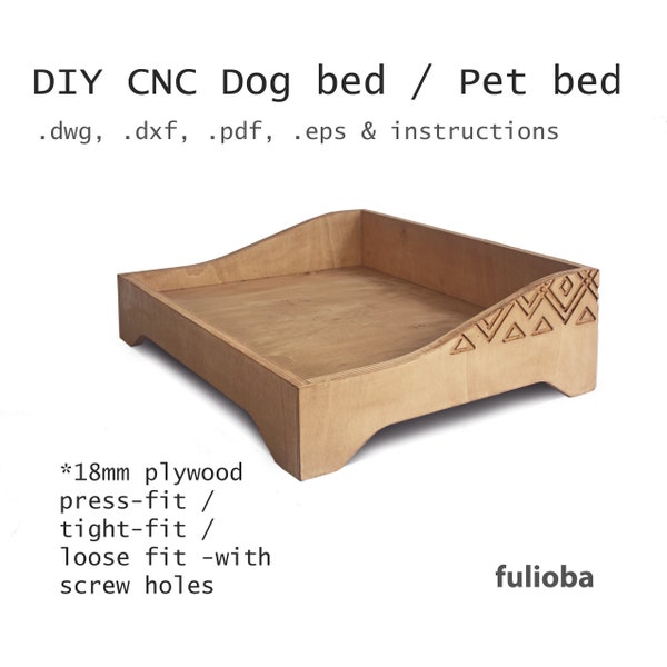 DOG BED - wood pet furniture. CNC milling file -dwg file, dxf file, pdf file. diy furniture plans