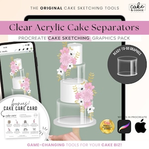Clear Acrylic Separators Cake Sketching PROCREATE Doc, Digital Cake Design, Baker Business Consultation Sketch, Template FREE Cake Care