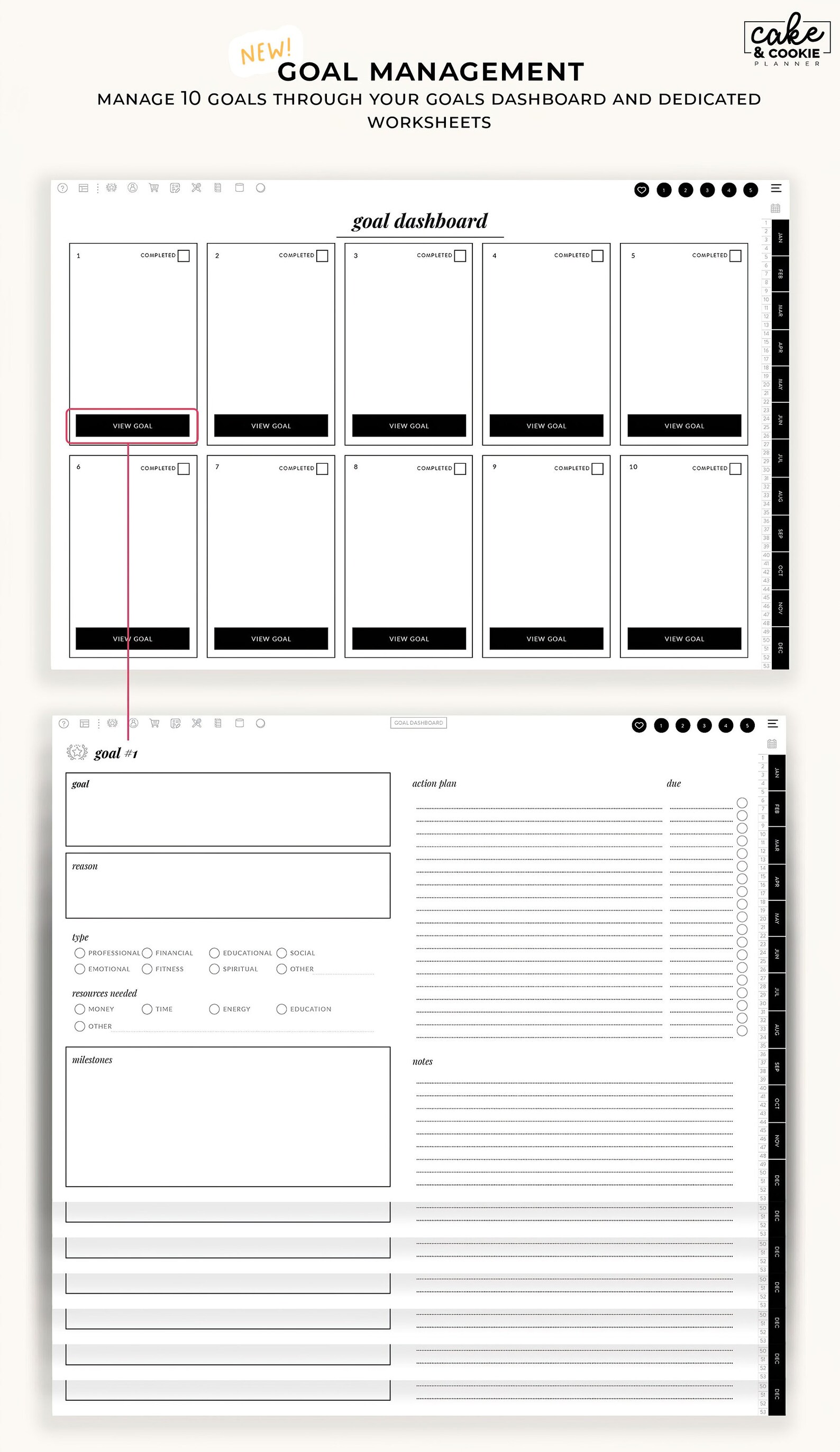 2025 Digital Planner for iPad and Tablets - Modern Minimalist Cake and ...