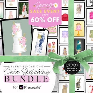 Cake Sketching Procreate Brushes MEGA Bundle, 1500+ Stamps (Digital Download)