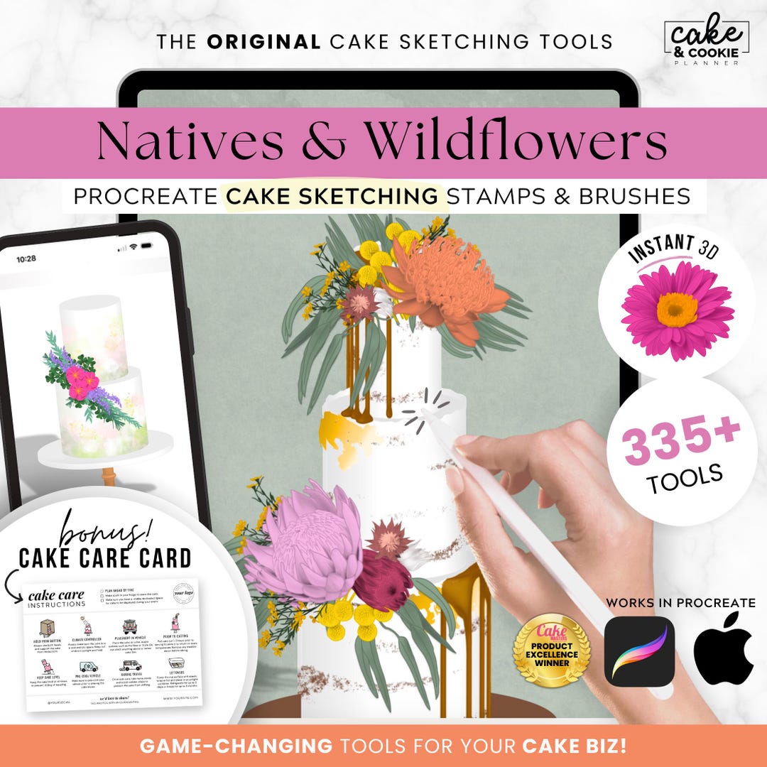 156+ Native and Wildflowers Flowers Cake Sketching PROCREATE Stamps ...