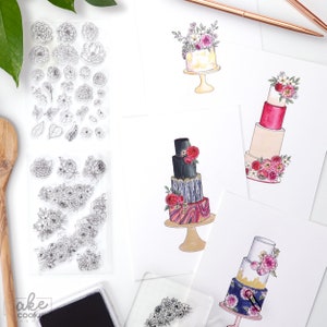 Floral & Foliage 36 Mini Cling Clear Stamps, Blume, Blätter, Pfingstrosen, Blumenarrangement, Hochzeit, Blüten, Journal, Scrapbooking, Handwerk