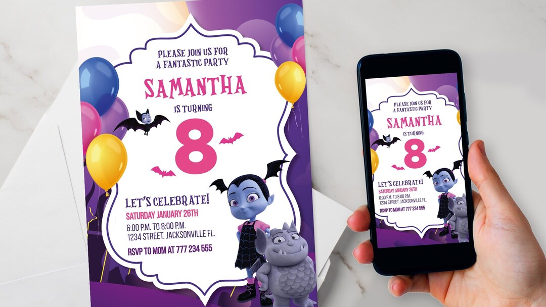 Editable Vampirina Birthday Invitation Template, Printable Birthday ...