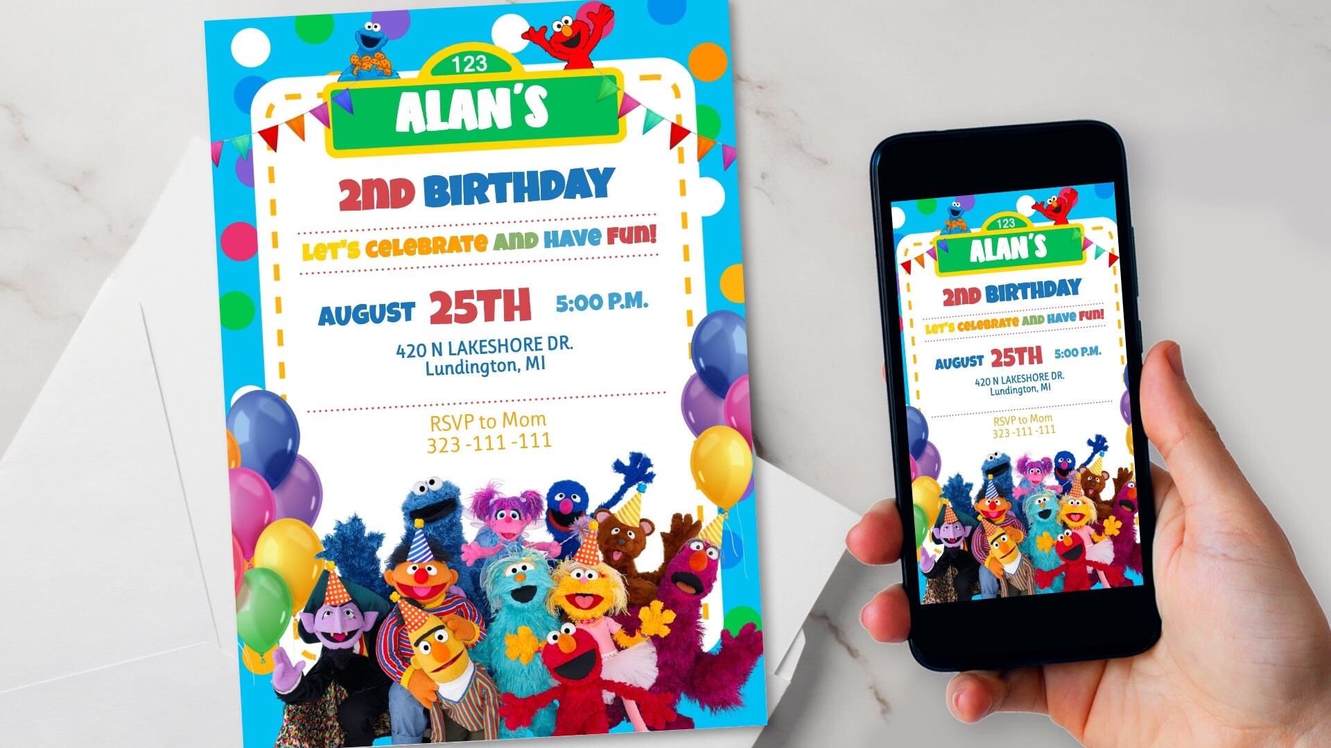 Editable Sesame Street Birthday Invitation Template, Printable Birthday ...