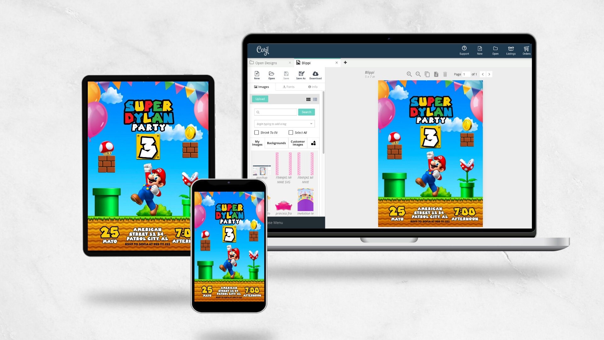 Editable Mario Bros Birthday Invitation Template, Printable Birthday ...