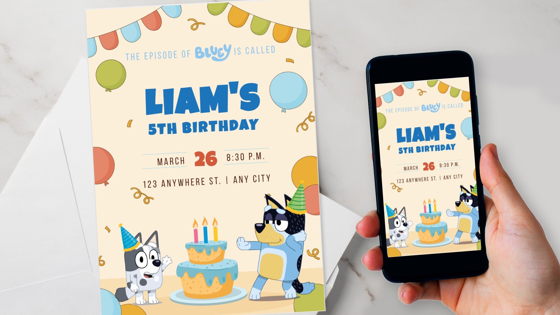 Editable Bluey Birthday Invitation Template, Printable Birthday Party ...