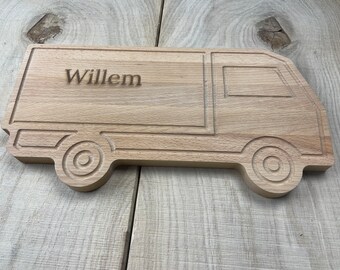 Vrachtwagen Serveerplank | Snijplank | Borrelplank | Beuken | Vrachtwagen logo gravure| Cadeau