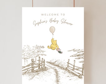 Classic Winnie the Pooh Baby Shower Welcome Sign Gender Neutral Themed Baby Sprinkle Vintage Pooh Sign Vintage Winnie the Pooh Baby Shower