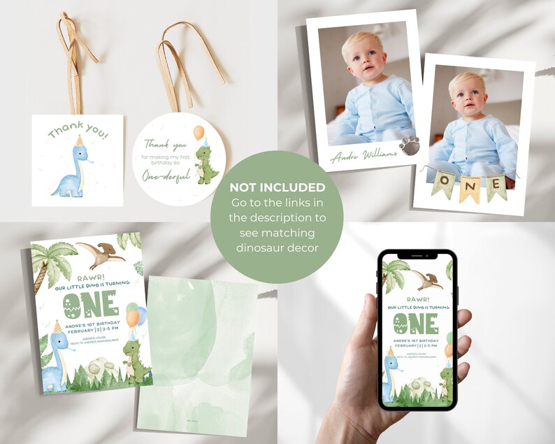 Milestone Cards First Birthday Dinosaur Theme Baby Boy Party Decor ...