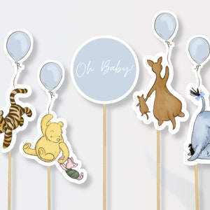 Adornos para tartas clásicos de Winnie the Pooh para baby shower Adornos para cupcakes de Pooh vintage con temática de género neutro Adornos para tartas vintage de Winnie the Pooh