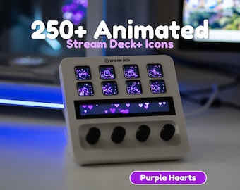 Conjunto de corazones morados animados / Iconos de Stream Deck / Más de 500 iconos para Elgato Stream Deck+