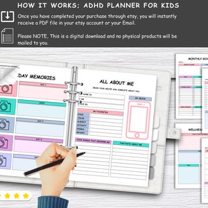 ADHD Planner for Kids, Daily Organizer, Children&#39;s Agenda, Behavioral Tracker, School Planner