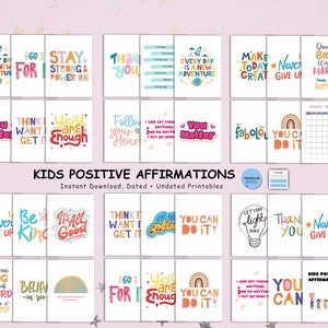 Positive Affirmation Printables für Kinder, inspirierende Wandkunst, Affirmationskarten für Kinder, druckbare Zitate, motivierende Dekoration