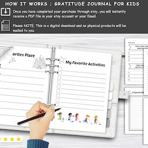 Diario de gratitud infantil colorido, diario de agradecimiento infantil, cuaderno de reflexión diaria, afirmaciones positivas, regalo de autocuidado.