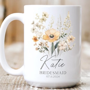 Bridesmaid Mug, Wildflower Bridesmaid Mug, Maid of Honor Mug, Custom Bridesmaid Gifts, Bridesmaid Proposal Gift, Will You Be My Bridesmaid