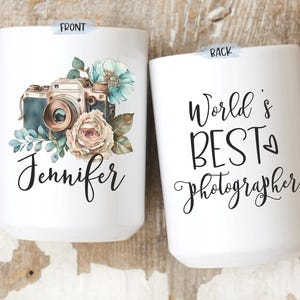 World&#39;s Best Photographer Mug, Custom Photographer Gift, Thank You Gift For Photographer, Photography Gift For Women, Floral Camera Mug