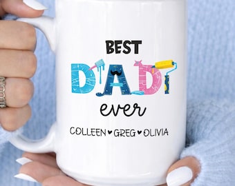 Best Dad Ever Mug, Gift For Dad From Kids, Custom Dad Mug With Kids Names, Custom Daddy Mug, Father's Dad Personalized Gift, Stepdad Gift,
