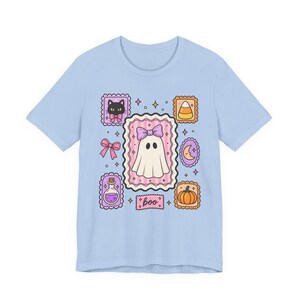 Coquette Ghost Halloween Shirt, Cute Ghost Tee, Girly Spooky Season Shirt, Bow Ghost Tee, Halloween Shirt For Women, Girly October Shirt image 13