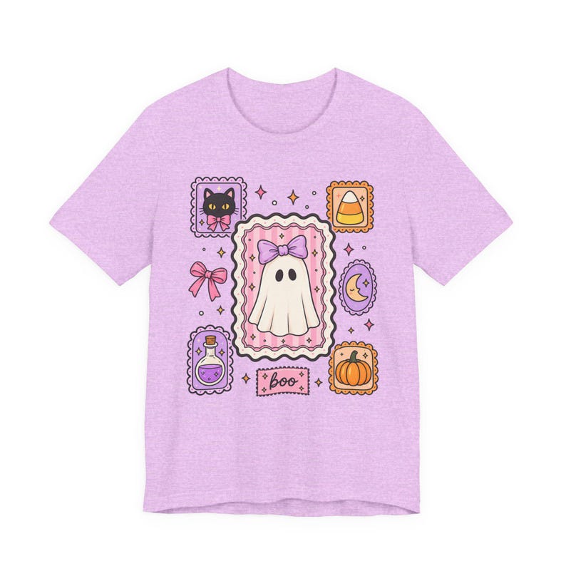 Coquette Ghost Halloween Shirt, Cute Ghost Tee, Girly Spooky Season Shirt, Bow Ghost Tee, Halloween Shirt For Women, Girly October Shirt image 16
