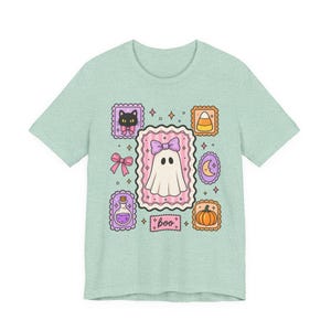 Coquette Ghost Halloween Shirt, Cute Ghost Tee, Girly Spooky Season Shirt, Bow Ghost Tee, Halloween Shirt For Women, Girly October Shirt image 10