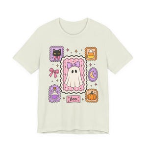 Coquette Ghost Halloween Shirt, Cute Ghost Tee, Girly Spooky Season Shirt, Bow Ghost Tee, Halloween Shirt For Women, Girly October Shirt image 9