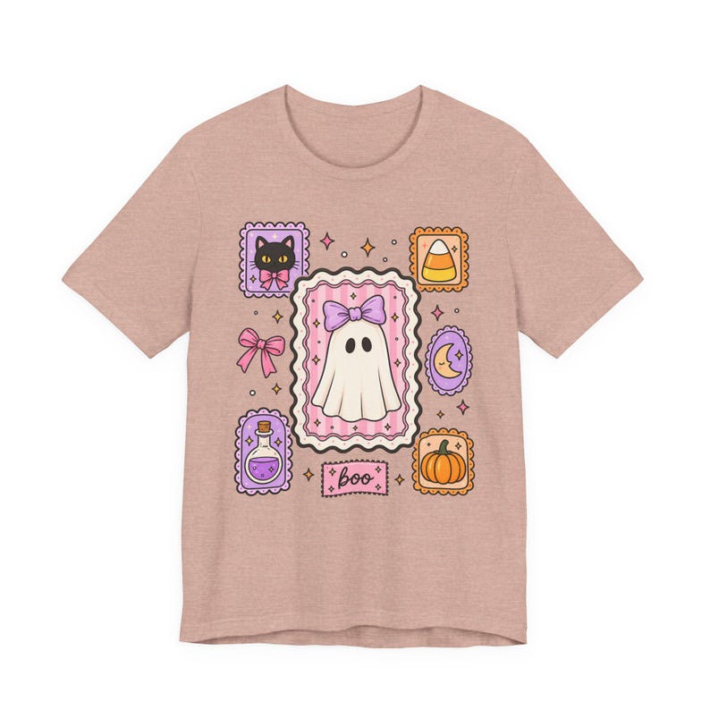 Coquette Ghost Halloween Shirt, Cute Ghost Tee, Girly Spooky Season Shirt, Bow Ghost Tee, Halloween Shirt For Women, Girly October Shirt image 7