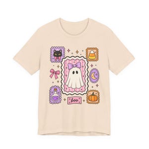 Coquette Ghost Halloween Shirt, Cute Ghost Tee, Girly Spooky Season Shirt, Bow Ghost Tee, Halloween Shirt For Women, Girly October Shirt image 8