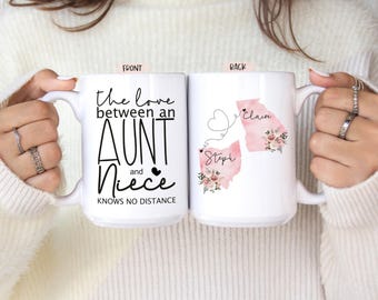 Aunt Niece Mug, Custom Aunt Gift From Niece, The Love Between Aunt And Niece Knows No Distance, Aunt Appreciation Gift, Custom Aunt Gift