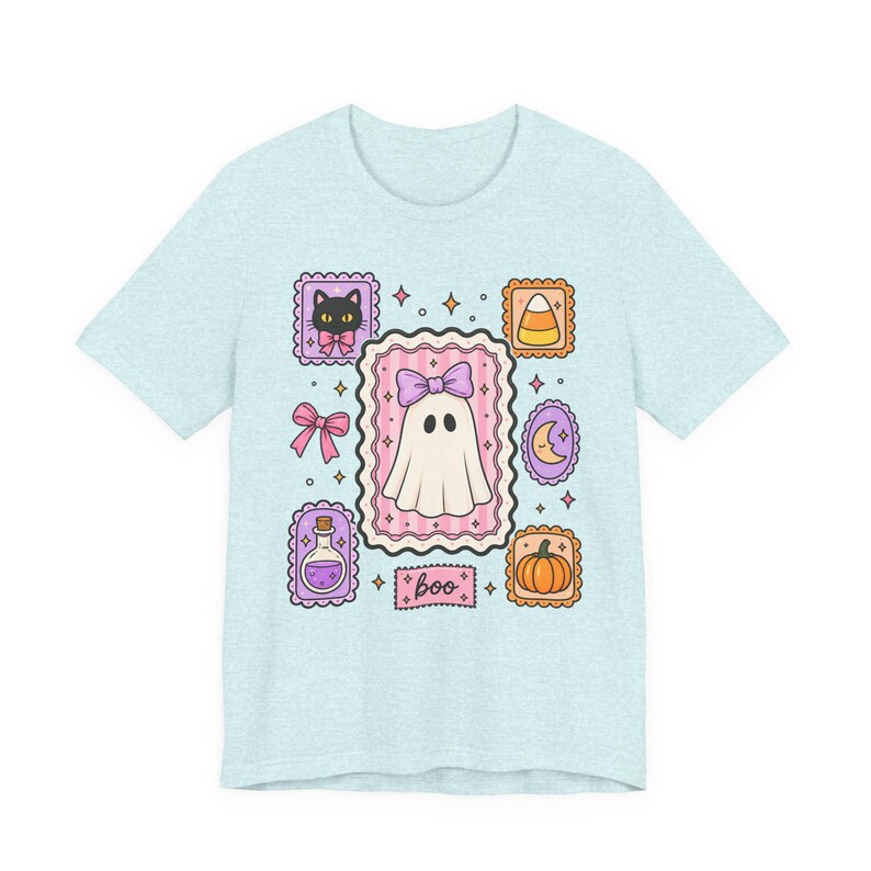 Coquette Ghost Halloween Shirt, Cute Ghost Tee, Girly Spooky Season Shirt, Bow Ghost Tee, Halloween Shirt For Women, Girly October Shirt image 12