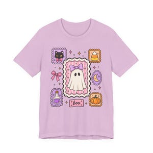 Coquette Ghost Halloween Shirt, Cute Ghost Tee, Girly Spooky Season Shirt, Bow Ghost Tee, Halloween Shirt For Women, Girly October Shirt image 17