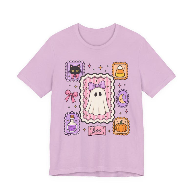 Coquette Ghost Halloween Shirt, Cute Ghost Tee, Girly Spooky Season Shirt, Bow Ghost Tee, Halloween Shirt For Women, Girly October Shirt image 17