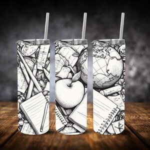 Insegnante Tumbler Wrap PNG – Design Teach Love Inspire per Tumbler sottile da 20 once / Regalo per il ritorno a scuola / Download di sublimazione per l'aula